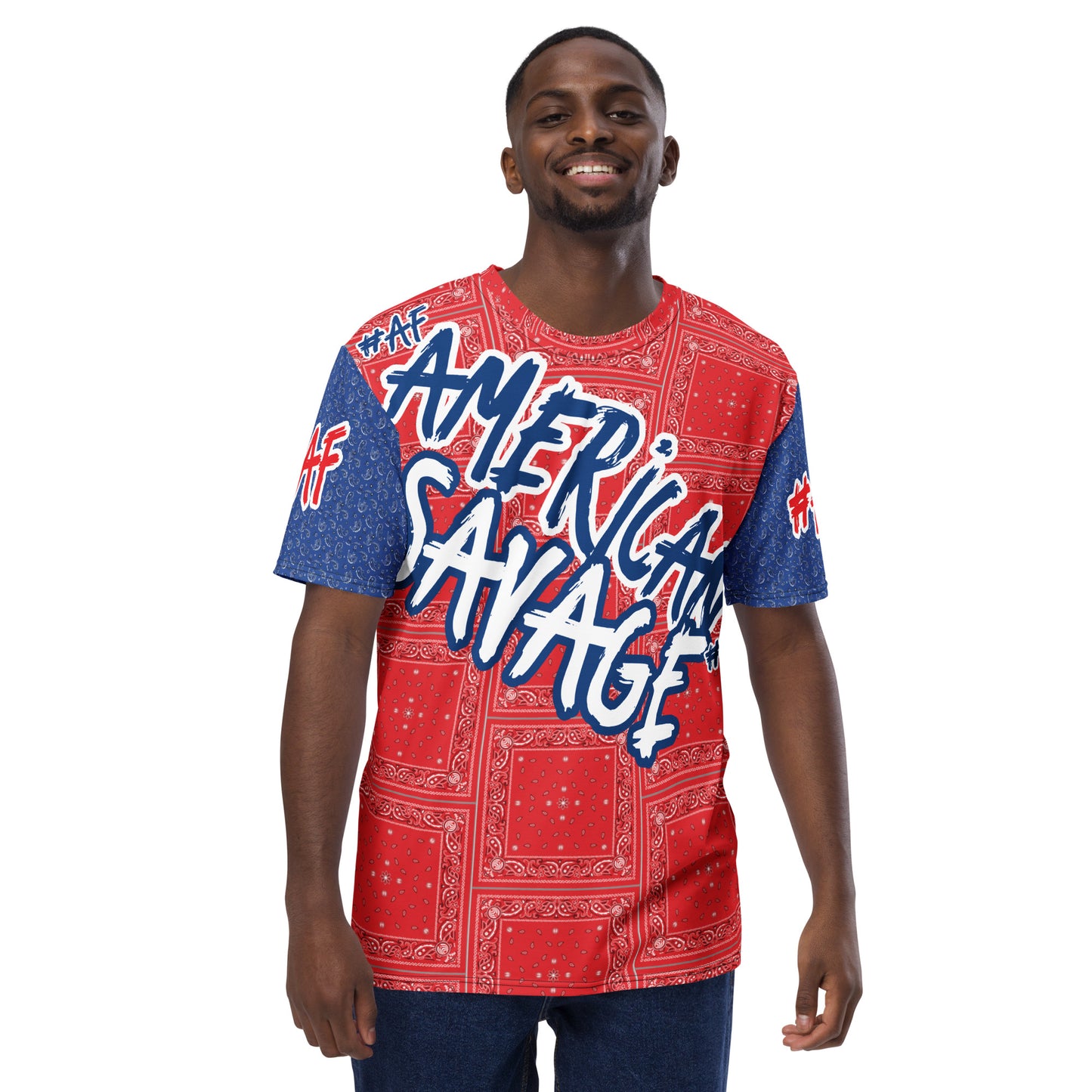 AMERICAN SAVAGE RED WHITE BLUE Men's t-shirt