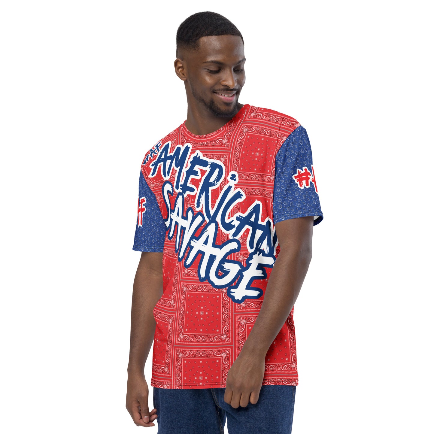 AMERICAN SAVAGE RED WHITE BLUE Men's t-shirt