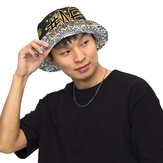 #AF BLACK GOLD WHITE Reversible bucket hat